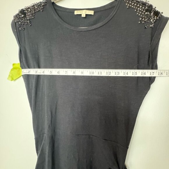Maje Black Jersey Dress – Embellished Shoulders, Size 1 - Picture 10 of 11